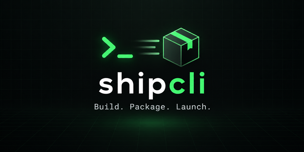shipcli share card reading Build. Package. Launch.